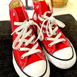 Boys red high top converse